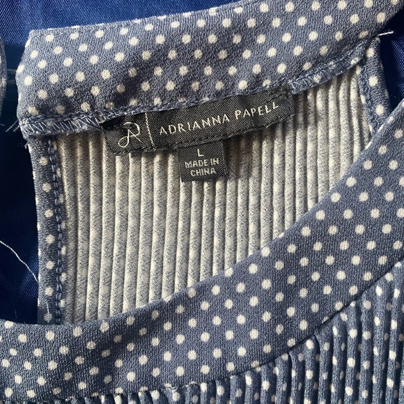 Adrianna Papell Micro Polka Dot Stretch Halter Tank Top Size L Gray White - Picture 2 of 9